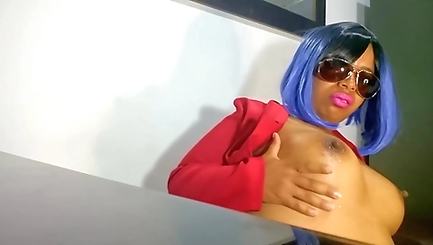 Married guy with huge tits & cum