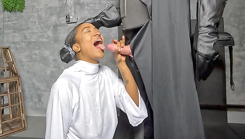 Sultry brunette hair drilled by her boyfriend